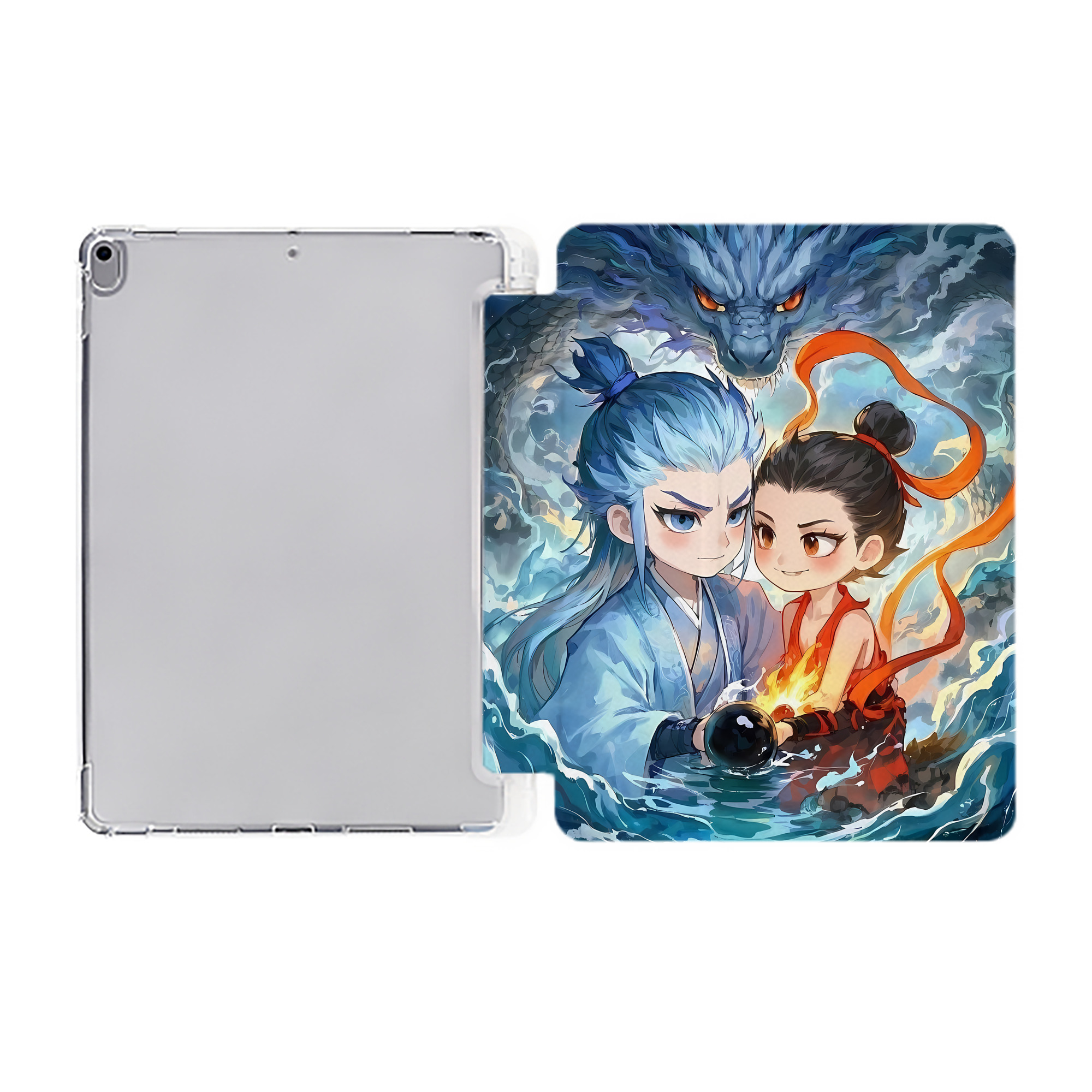 （画像用） Ne Zha 2 ナタ 魔童の大暴れ IPad ケース ペン収納付き 三つ折りスタンド PUレザー×シリコン 対応機種9.5/10.5/10.9インチ